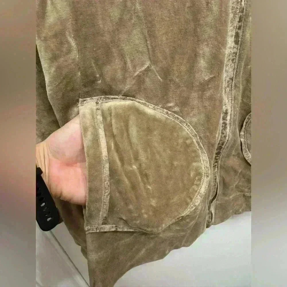 Onque Casuals women’s zip up hooded velvet beige sweatshirt vintage size small - Picture 4 of 15